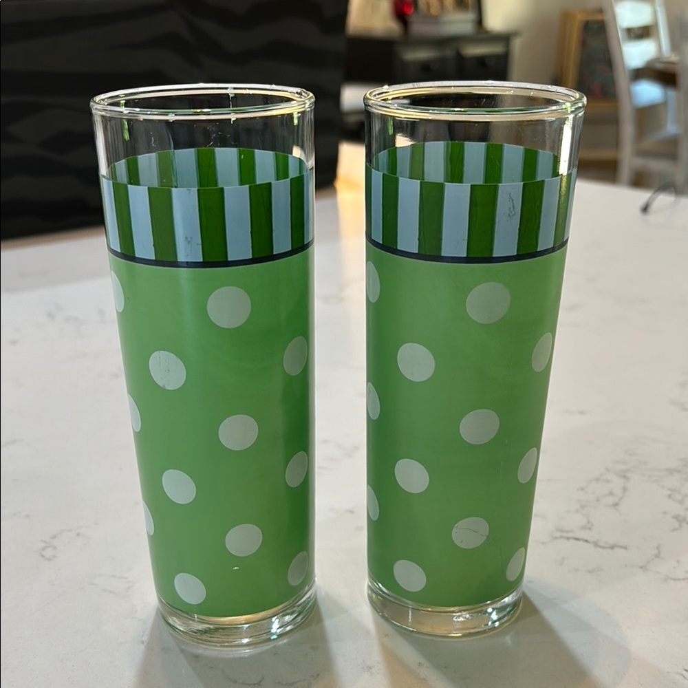 Green Polka Dot Glass Tumblers
